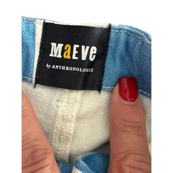 Maeve by Anthropologie Women's Blue & White Parasol Stripe Dad Shorts Size 2 - Picture 5 of 13